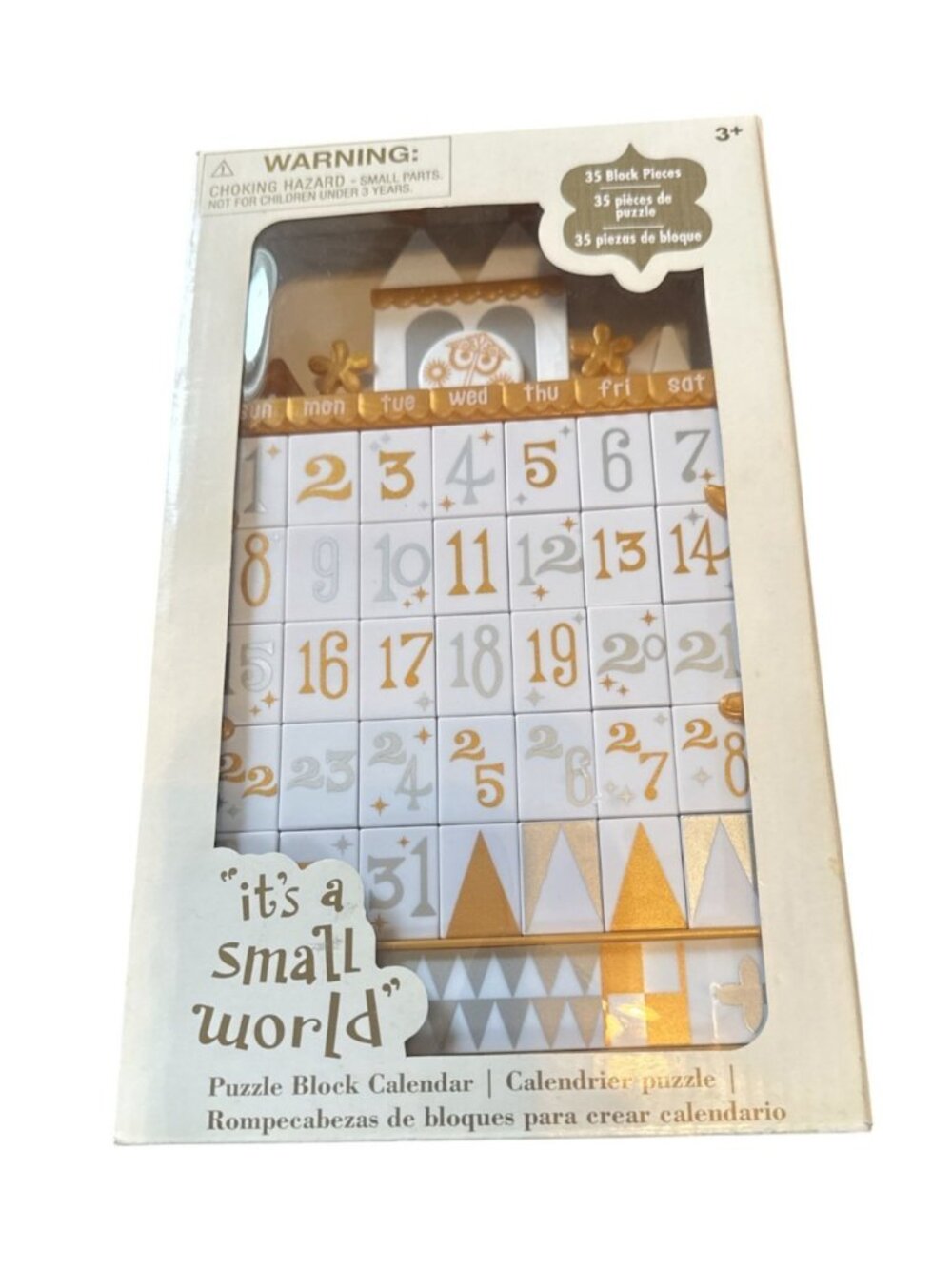 NEW Disney Parks 35 Puzzle Block Piece Calendar It's A Small World Block Puzzle